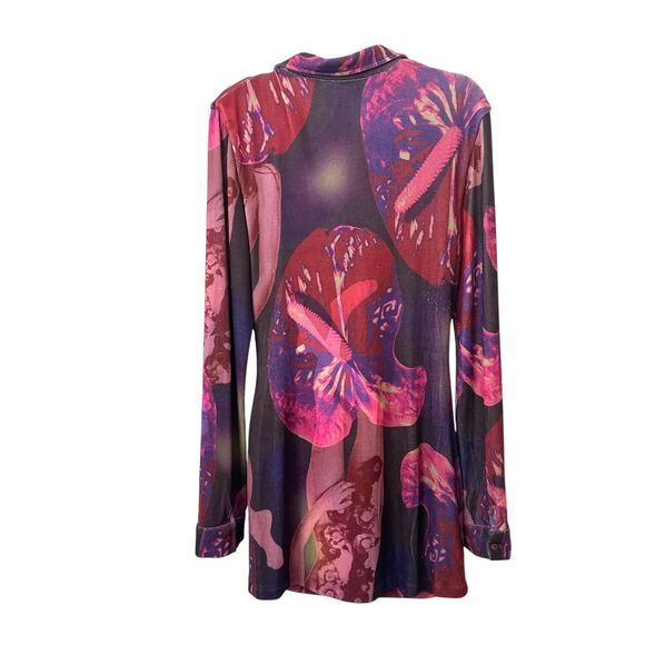 WITH‎ JEAN X LORD NEWRY Andy Printed Shirt Bodycon Dress Large - Picture 4 of 6